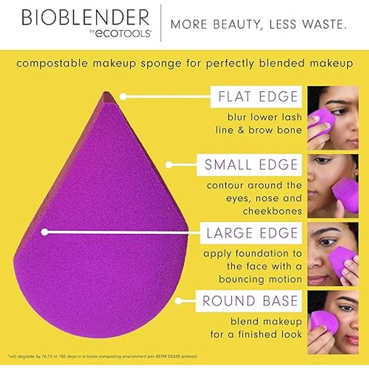 ECOTOOLS Bioblender Make-up-Schwamm Duo-Pack für flüssiges und cremiges Make-up, 54 g, 3163, violett – Bild 4