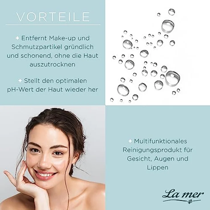 La mer 3 in 1 Mizellar-Reinigungswasser - Reinigung, Augen Make-up Entferner und Gesichtswasser in einem - Spendet intensiv Feuchtigkeit - Pflegt gleichzeitig die empfindliche Augenpartie - 200 ml – Bild 5