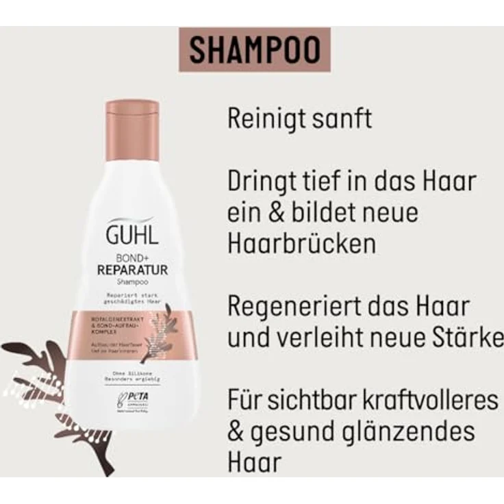 Guhl BOND+ Reparatur Shampoo, 250 ml - Repariert stark geschädigtes Haar, ohne Silikone, besonders ergiebig – Bild 4