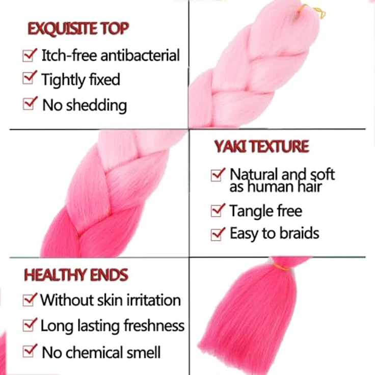 Shangxiu Jumbo Braids Extensions, 3er Pack, 24 Zoll, Yaki Textur, hitzebeständig, für Box Zöpfe und Senegalese Twist – Bild 3