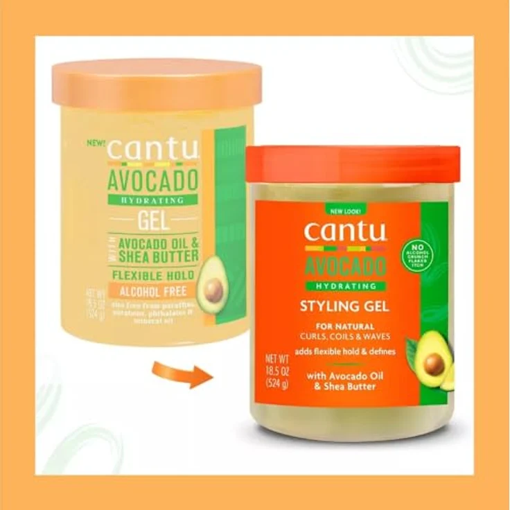 CANTU Avocado Hydrating Gel Flexibler Halt mit Avocadoöl und Sheabutter 18,5 oz / 524 g, Frizzy – Bild 2
