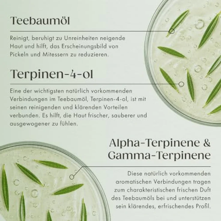 Satin Naturel Teebaumöl 100ml, 100% naturreines ätherisches Öl gegen Pickel, Akne & unreine Haut, für Gesicht, Kopfhaut & Aromatherapie – Bild 3