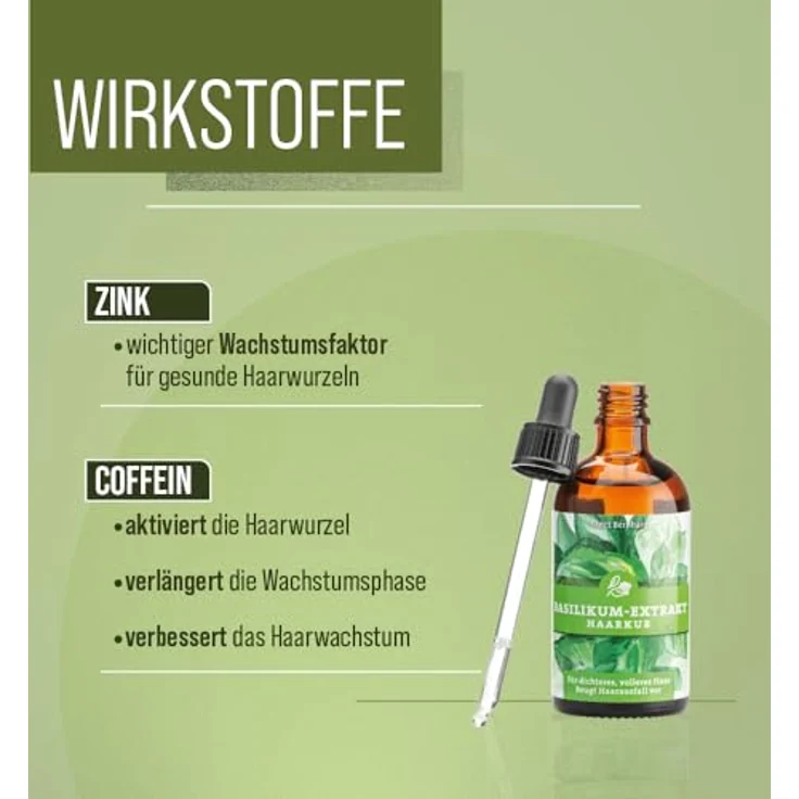 Kräuterhaus Sanct Bernhard Basilikum Extrakt Haarkur, 2x 100 ml für dünnes, trockenes & brüchiges Haar | Mit Koffein & Aloe Vera, fördert Haarwachstum und beugt Haarausfall vor – Bild 4