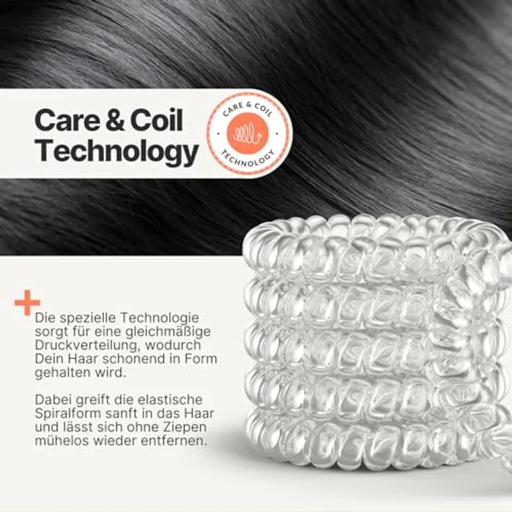 IMPERIO Spiral Haargummi, Premium Haargummis für Damen & Mädchen, schonend für alle Haartypen, Transparent Groß – Bild 5