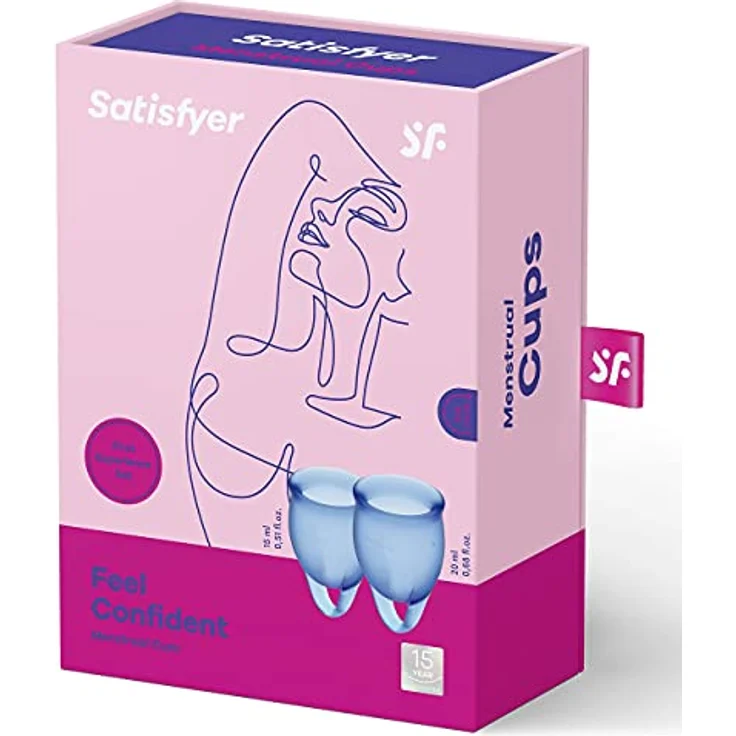 Satisfyer Feel Confident Menstrual Cup, Menstruationstasse Set mit 15 ml und 20 ml, dunkelblau, hypoallergen, wiederverwendbar, umweltfreundlich – Bild 5