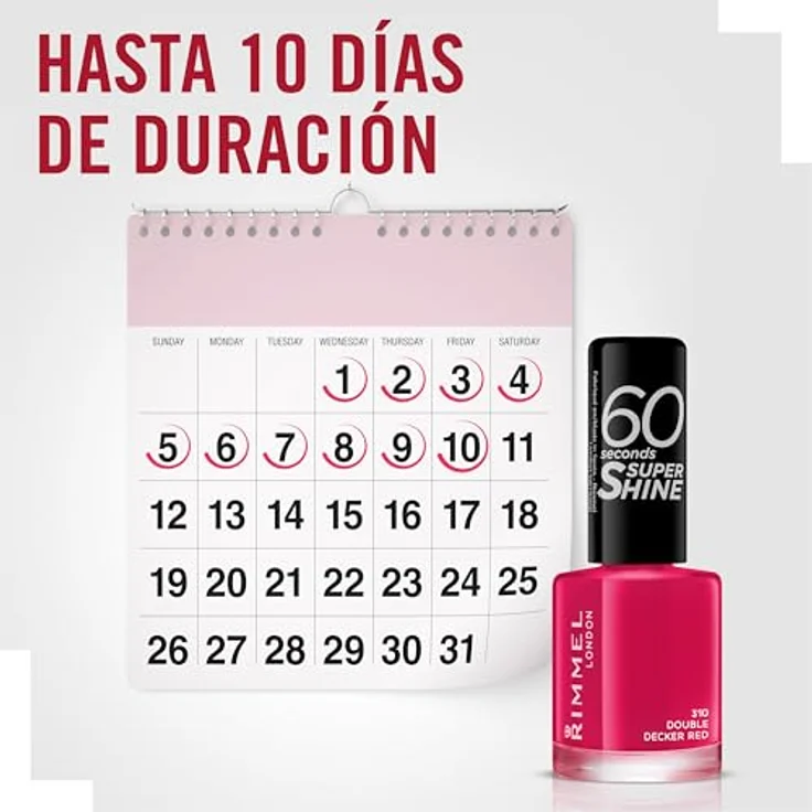 Rimmel London 60 Seconds Super Shine Schnelltrocknender Nagellack 8 ml Farbton 310 Double Decker Red – Bild 6