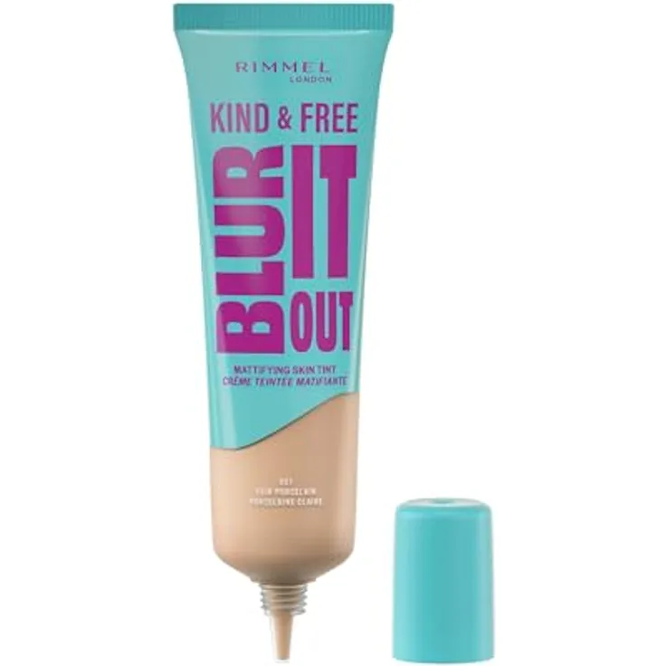 Rimmel London Kind & Free Blur It Out, Mattierende Foundation für Damen, 30 ml, 001 Fair Porcelain, vegan, LSF, glättet die Hautoberfläche