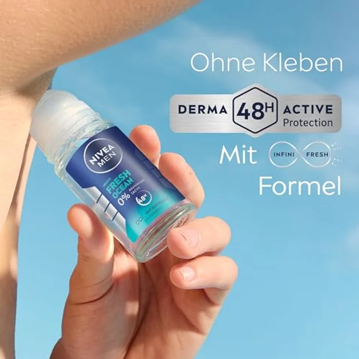 NIVEA MEN Fresh Ocean Deo Roll-On, aluminiumfreies Deodorant mit 48h Schutz, pflegende INFINIFRESH Formel und frischem Meeresduft, 50 ml – Bild 5