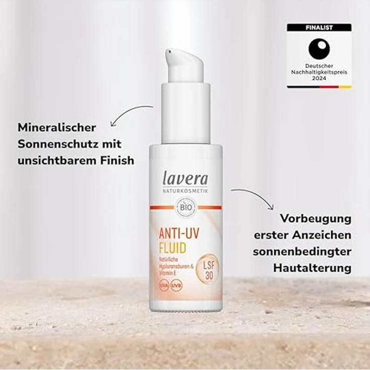 lavera Anti-UV Fluid LSF 30 - mit Hyaluronsäure & Vitamin E - mineralischer Schutz, gegen sonnenbedingte Hautalterung - vegan, Naturkosmetik - 30 ml – Bild 2