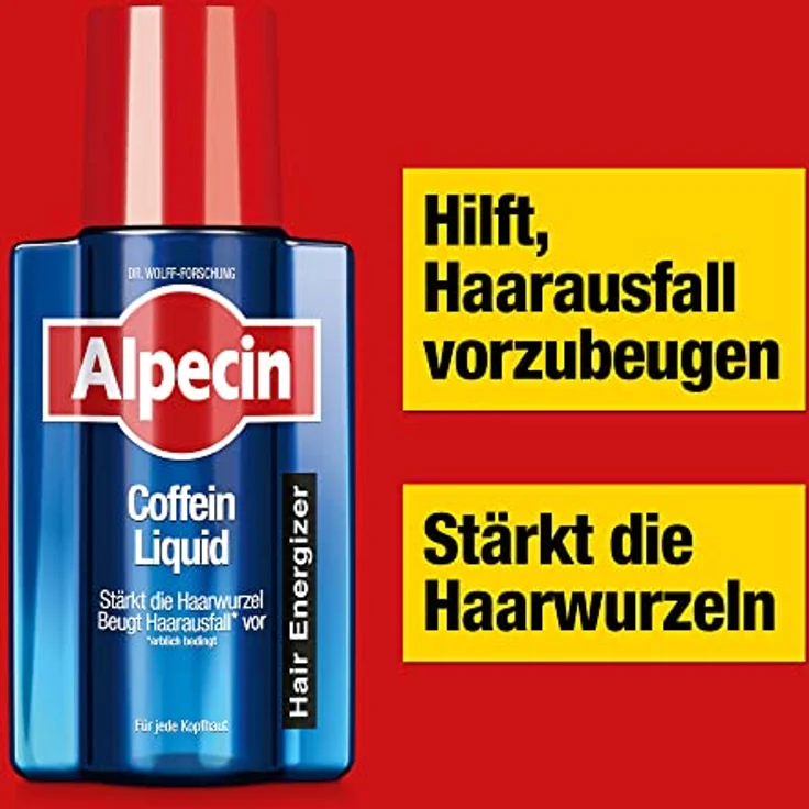 Alpecin Coffein-Shampoo C1 + Coffein Liquid Set, 250 ml + 200 ml, gegen erblich bedingten Haarausfall bei Männern – Bild 4