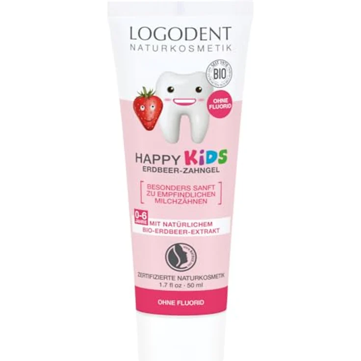 Logona Logodent Happy Kids Erdbeer Zahngel 50 ml, für saubere Zähne & frischen Atem – Bild 2