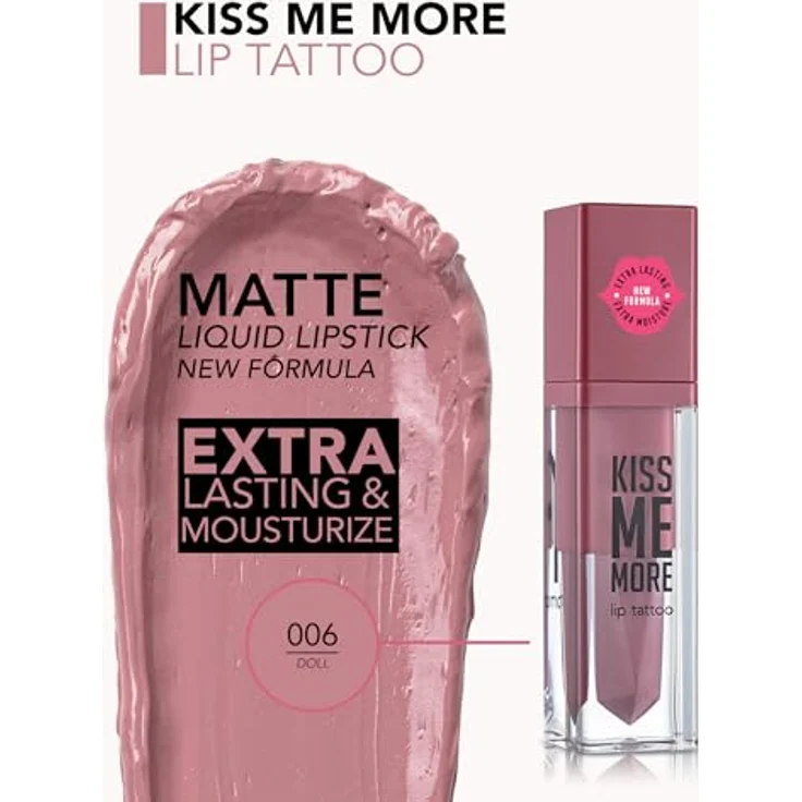 Flormar Ligloss Liquid Lip Tattoo Kiss Me More, Lippenstift mit langanhaltender Formel und Pflege, 3,8 ml – Bild 2