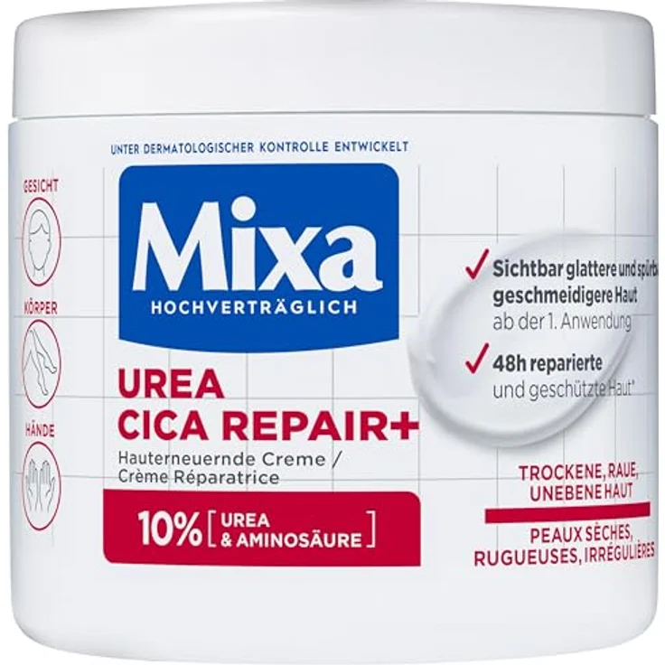 Mixa Urea Cica Repair, hauterneuernde Creme Bodylotion für raue und trockene Haut, 400 ml – Bild 1