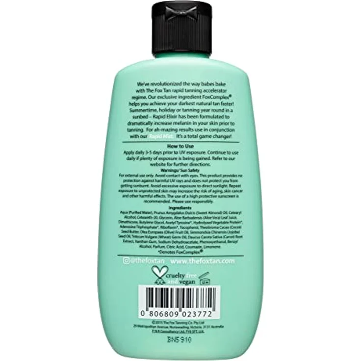 The Fox Tan - Rapid Tanning Elixir - Bräunungsbeschleuniger ohne Selbstbräuner, Lotion für Gesicht und Körper, für Sonne und Solarium, 120 ml – Bild 2
