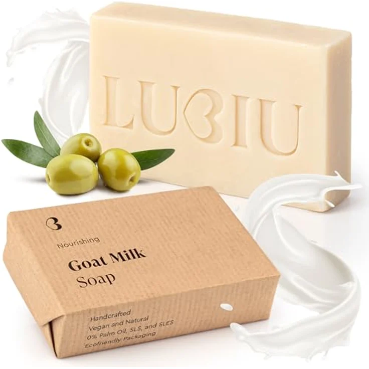 lubiu Ziegenmilchseife, 100g Handgemachte Naturseife für Gesicht, Körper und Hände, feuchtigkeitsspendend, ideal für empfindliche Haut – Bild 1