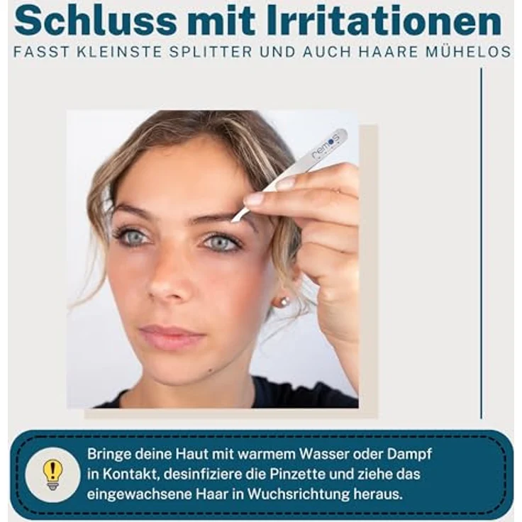 remos professional body care REMOS Kombipinzette 2in1 für Splitter & Haare, rostfreier Edelstahl, 9.5 cm, rot – Bild 4