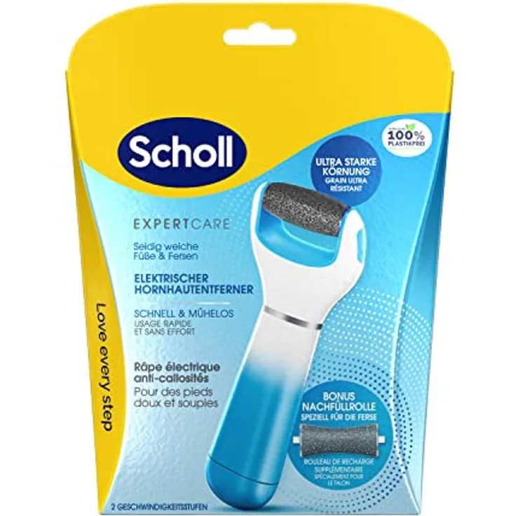 Scholl Velvet Smooth Express Pedi, Elektrischer Hornhautentferner mit Meeresmineralien, langanhaltende Ergebnisse, Batteriebetrieben, präzise Rolloberfläche