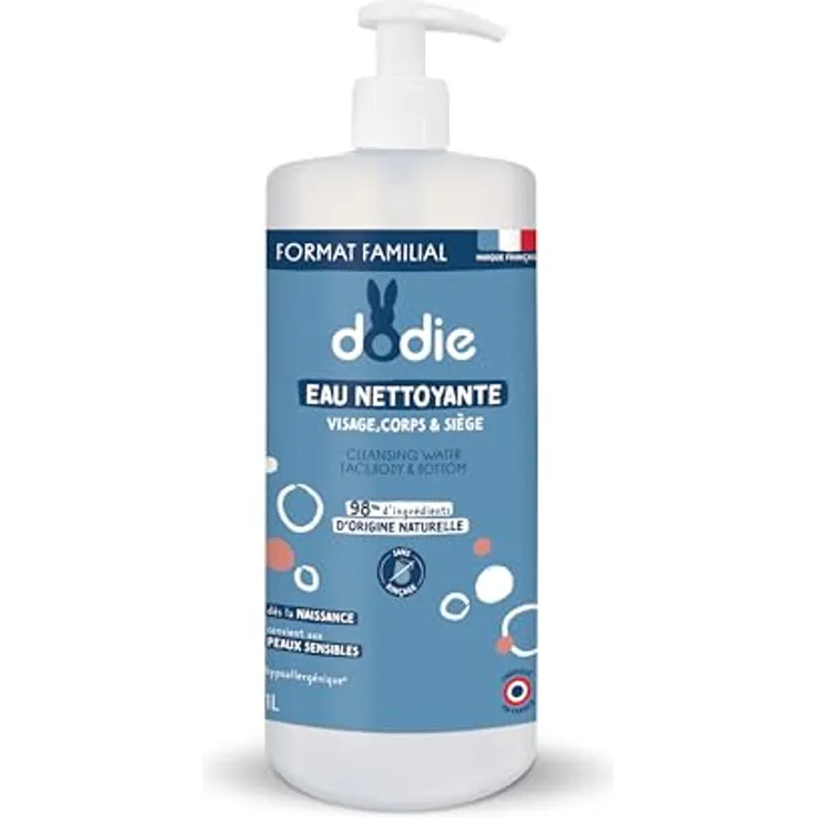 Dodie Eau nettoyante 3 en 1, Gesichtsreinigungslösung für einfache und schnelle Reinigung, 1L 1000 ml