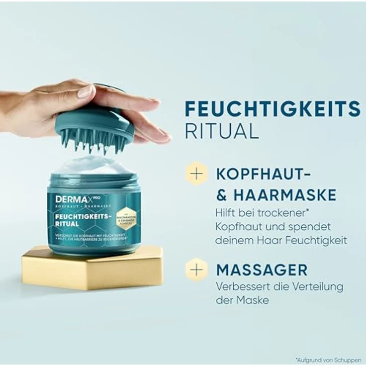 Head & Shoulders DermaXPro Feuchtigkeitsritual Kopfhaut- & Haarmaske 300ml mit Massager, intensive Feuchtigkeit für trockene Kopfhaut und Haare – Bild 3