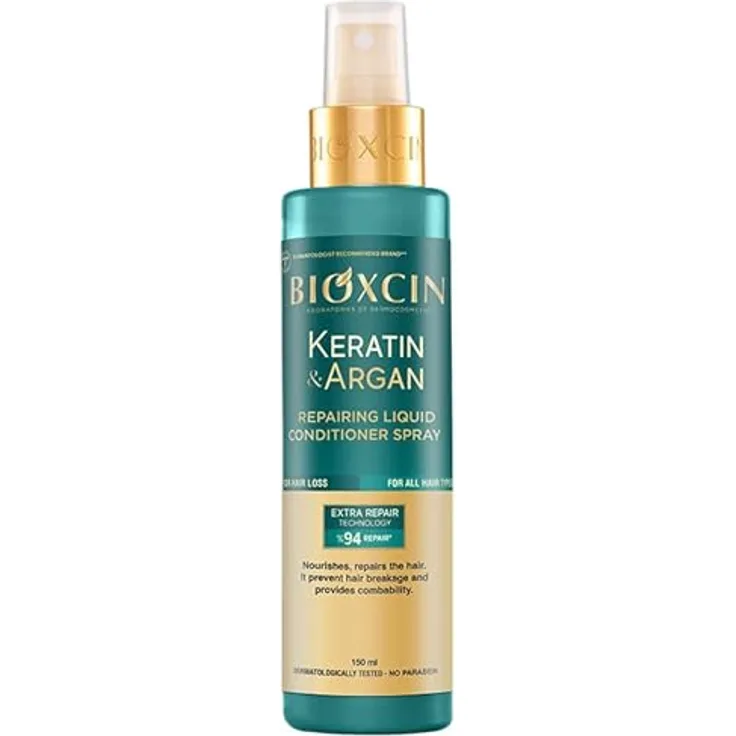 BIOXCIN Bioxcin Keratin & Argan Leave-In Conditioner Spray 150ml - Tiefenwirksame Reparatur, Anti-Frizz, Anti-Spliss für alle Haartypen