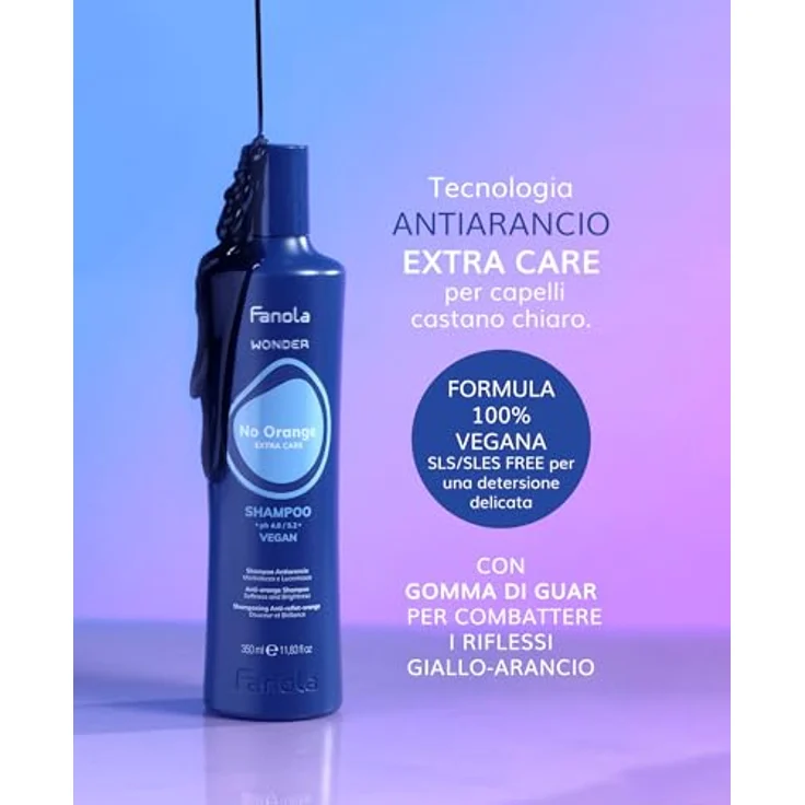 Fanola Wonder No Orange Shampoo, 350 ml - Langlebiges und flexibles Shampoo in kühler Optik – Bild 3