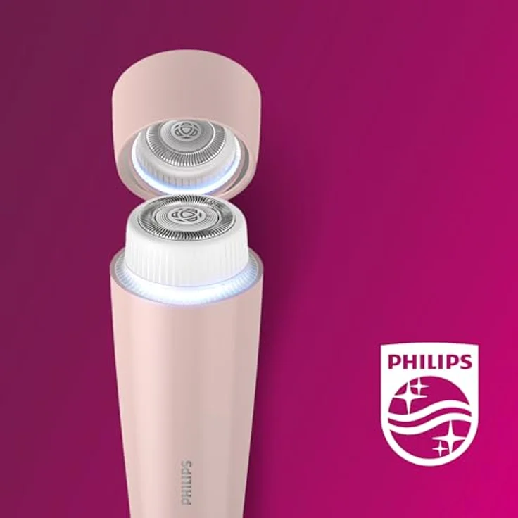 Philips Gesichtsepilierer Series 5000 BRR454/00, mit integriertem LED-Spiegel und Reinigungsbürste, hypoallergen und kompakt – Bild 7
