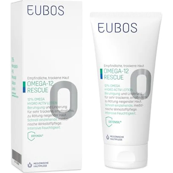 Eubos OMEGA-12 RESCUE | 12% Omega Hydro Activ Lotion | Für empfindliche und trockene Haut | 200ml