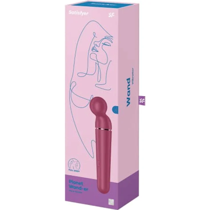 Satisfyer Planet Wand-er Massagestab, 60 Vibrationsmodi, wasserfest (IPX7), wiederaufladbar, 30,5 cm, in Beere – Bild 4