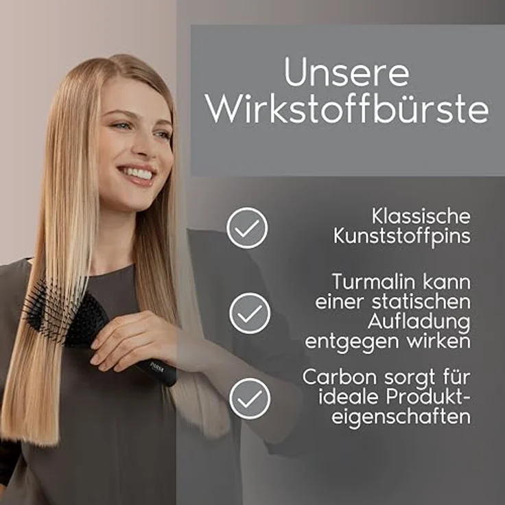 PARSA BEAUTY Professional Wirkstoffbürste Carbon + Turmalin, Paddlebürste klein für perfektes Glätten ohne fliegende Haare, entwirrbürste mit karbonisierten Nylonstiften – Bild 3