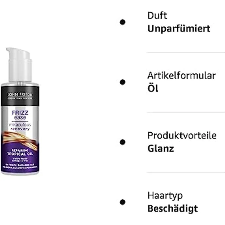 John Frieda Frizz Ease Haaröl - Wunder Reparatur Serie - Inhalt: 100 ml - Anti-Frizz Effekt - Haartyp: widerspenstig, frizzy, geschädigt, strapaziert – Bild 3