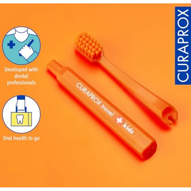 Curaprox Kids Travel Refill Ersatz-Kopf, 2er Pack, orange, sanfte Borsten für effektive Zahnreinigung – Bild 4