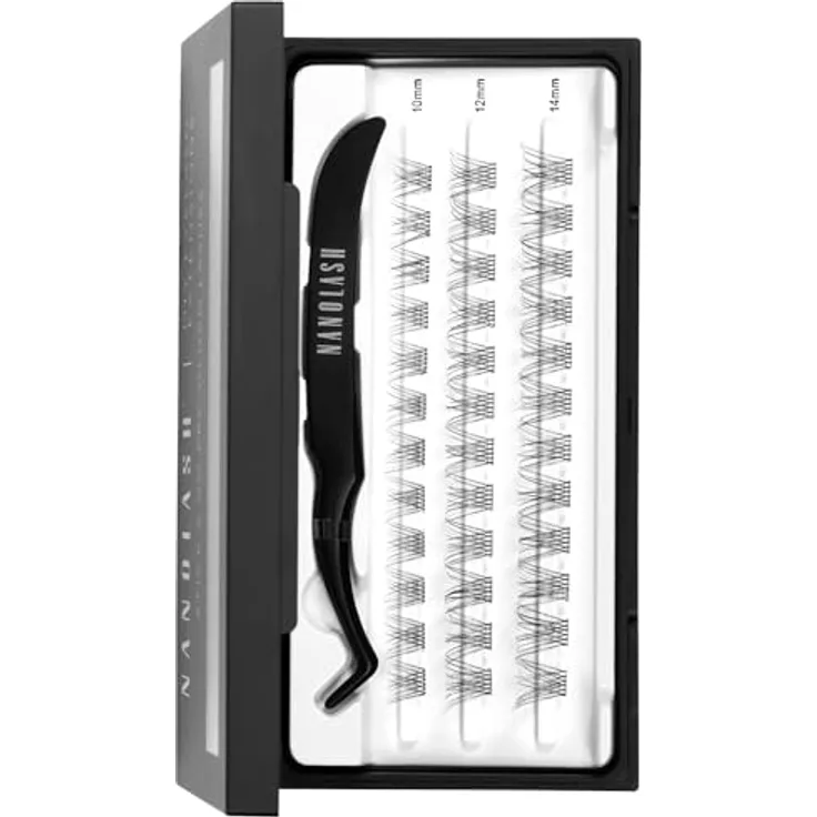 Nanolash Pre-Glued Wimpernbüschel, Selbstklebende Büschelwimpern für DIY Wimpern Extensions mit Pinzette, natürliches Aussehen, 36 Stück, CLASSY