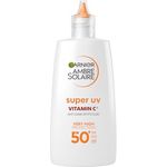Garnier UV-Sonnenschutzfluid gegen dunkle Flecken, Sehr hoher Sonnenschutz mit LSF 50+, Unsichtbares Finish, Ambre Solaire Super UV Vitamin C Daily Fluid, 1 x 40 ml