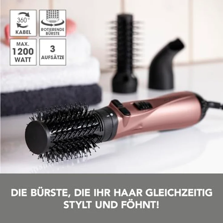 "VITALmaxx Elektrohaarbürste 3 Aufsätze anthrazit/rosegold 1200W Hair Curler Locken Styler Lockenstab 3 Heizstufen Kaltluftfunktion" – Bild 2