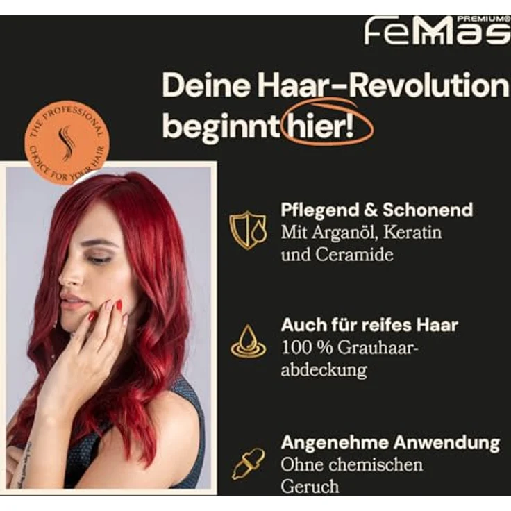 FemMas Haarfarbe 3x Tief Violett 2.2, Creme Haarfarbe mit Arganöl, Keratin & Ceramiden, als dauerhafte Färbung oder Tönung, 100 ml – Bild 3