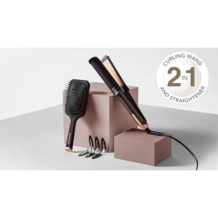 Remington ONE S6078, 2in1 Glätteisen & Lockenstab mit beheizter Außenfläche, digitales Display 150-230°C, inkl. Bürste, Klammern, Handschuh und Aufbewahrungstasche – Bild 3