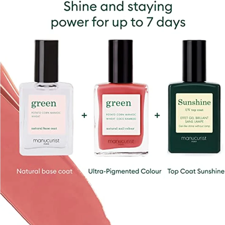 Manucurist Green Nagellack Rosa - Klassischer, natürlicher 9-Free-Nagellack Bois de Rose - Veganer Nagellack mit natürlichen Inhaltsstoffen (84%) - Maniküre - Nagelpflege - 15 ml – Bild 5