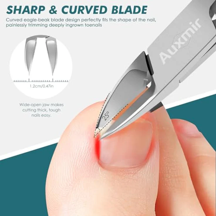 Auxmir Nagelschere, Profi Nagelzange für starke Fußnägel, scharfe Klingen aus Edelstahl, ergonomisches Design mit Schutzkappe – Bild 3