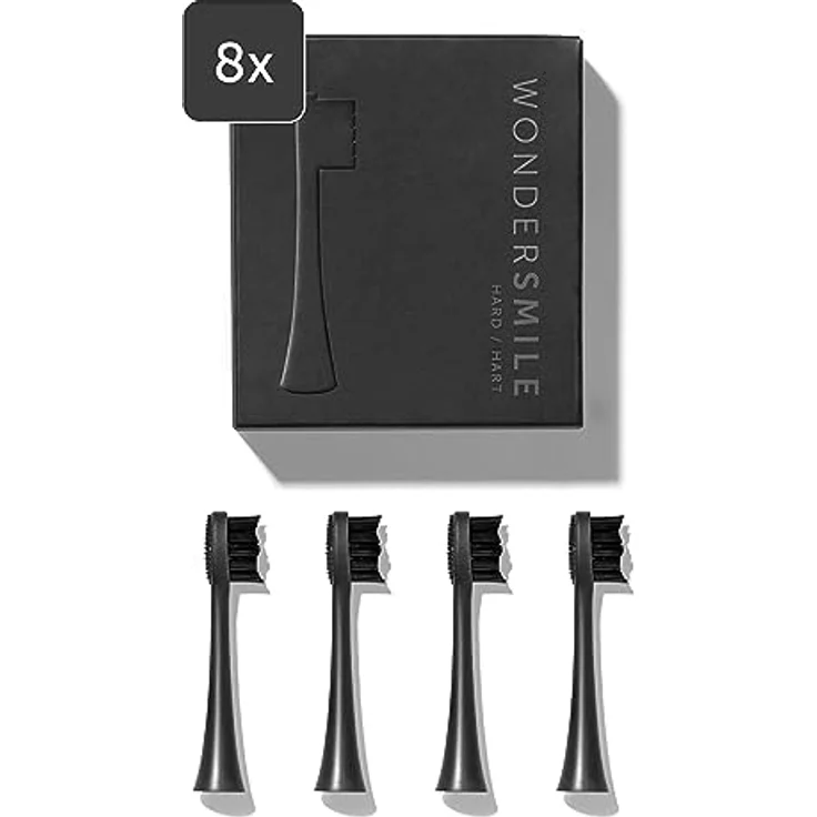 Wondersmile Ersatzbürsten Schallzahnbürste (Hard, Ultimate Black, 8er Pack) - Bürstenköpfe für Wondersmile Schallzahnbürste – Bild 1