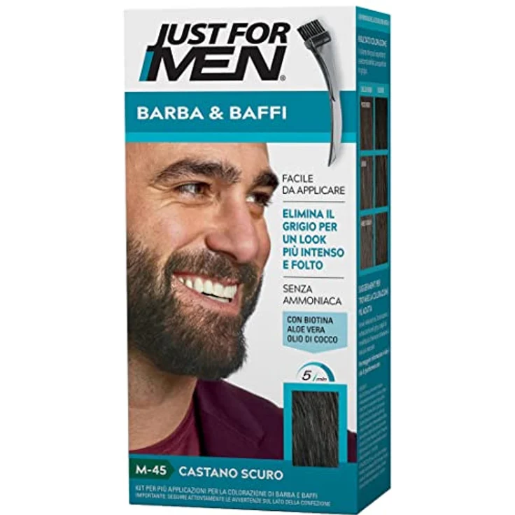 Just For Men Bart- und Schnurrbartfärbemittel M45, Dunkelbraun, langanhaltende Grauabdeckung, präzise Formel, 14 ml – Bild 1