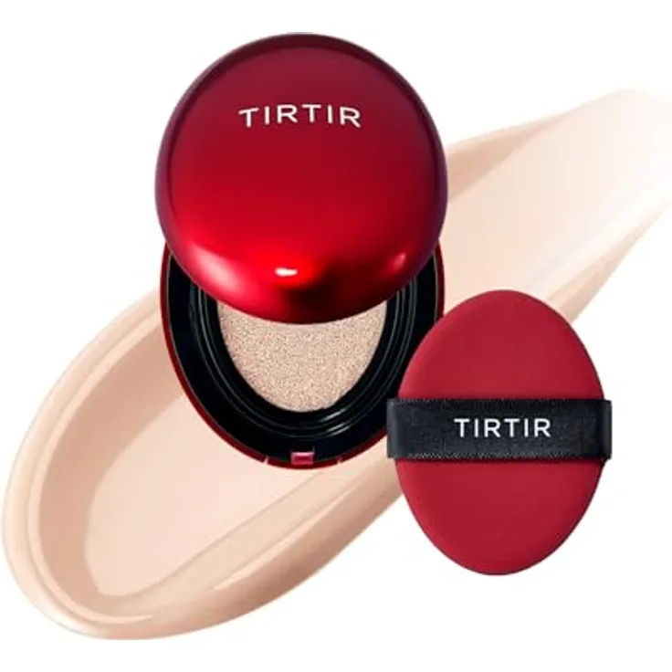 TIRTIR Mask Fit Red Cushion Mini, langanhaltendes Foundation Make-up im Schwämmchen, Farbton 17C Porcelain, 4,5 g