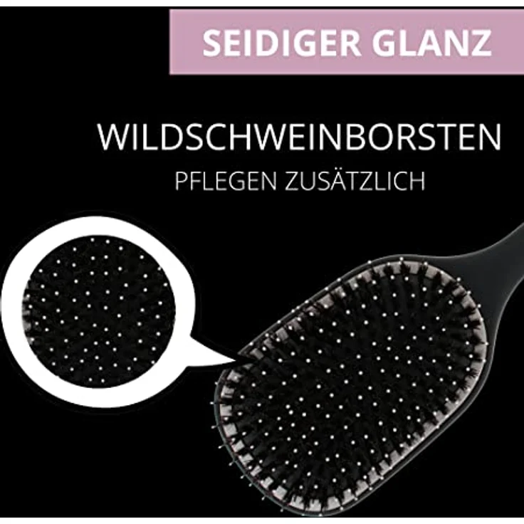 PARSA Beauty LOV.U Entwirrbürste Wet & Dry (Schwarz) – Haarbürste mit Multi-Flexible-Nylonpins und Wildschweinborsten – Haar Bürste – Haarbuerste – Hair brush women – Bild 5