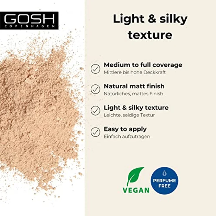 GOSH Mineral Powder, vegan I loses Fixierpuder mit Mineralien für alle Hauttypen I mattierend & langanhaltend für einen makellosen Teint I kein Maskeneffekt I mittel- bis hochdeckend I 004 Natural – Bild 2