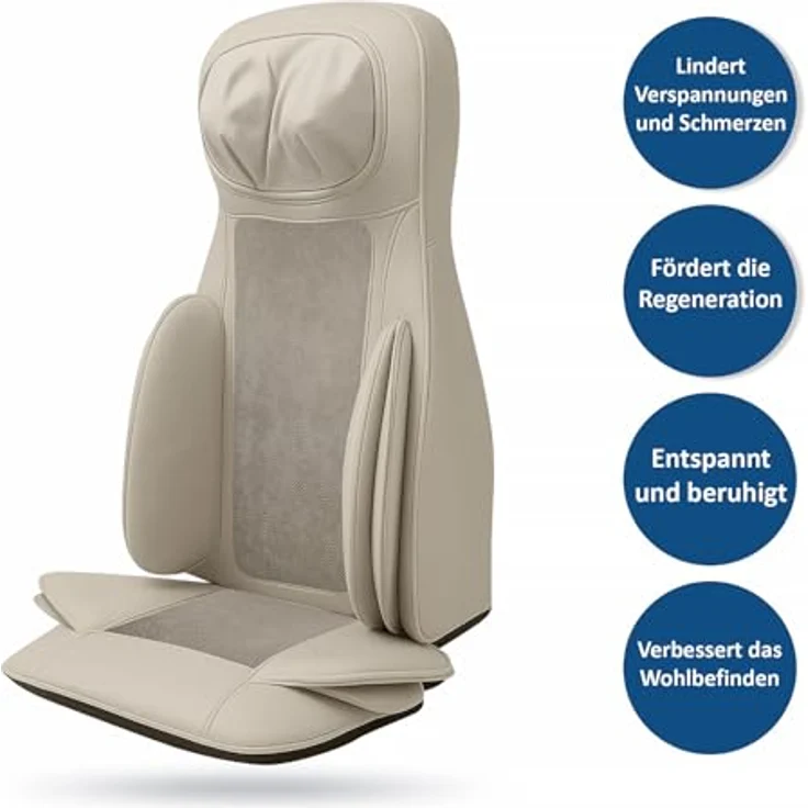 Medivon Olympia Massagematte Shiatsu Massagesessel mit 8 Massageköpfen, Luft- und Vibrationsmassage, Wärmefunktion, 3 Modi, 60 W Leistung, antiallergischer Stoff, ideal für Entspannung zu Hause – Bild 4