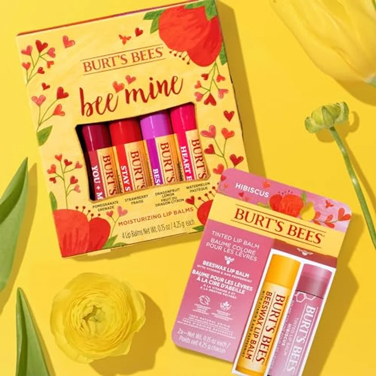 Burt's Bees Bee Mine Lip Balm 4-Pack, 4 x 4,25 g, fruchtige Geschmacksrichtungen: Wassermelone, Drachenfrucht-Zitrone, Erdbeere, Granatapfel, 100 % natürliche Inhaltsstoffe – Bild 7