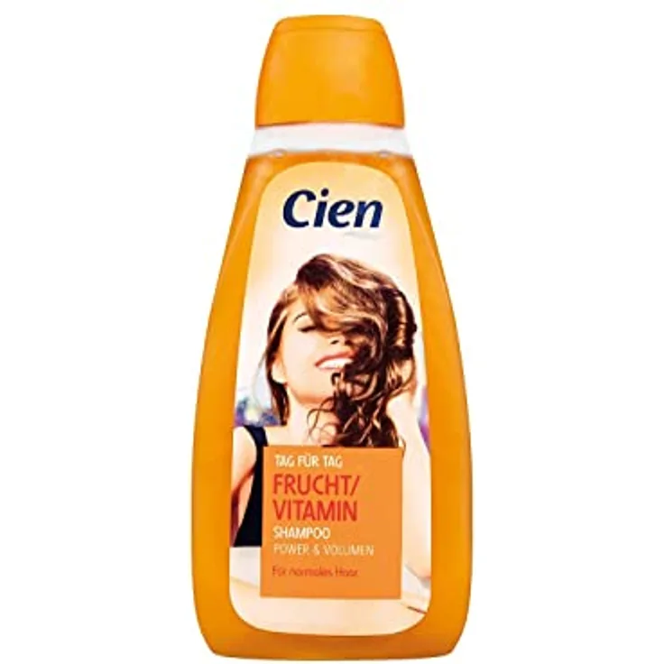 Cien Tag für Tag Shampoo, Frucht & Vitamin, Power & Volumen, Für normales Haar, ohne Silikone, Vegan, 500 ml
