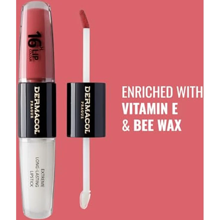 Dermacol 16H Lip Colour, langlebiger, glänzender Lippenstift, Farbton 01 Bella Aura, 2x4 ml – Bild 3