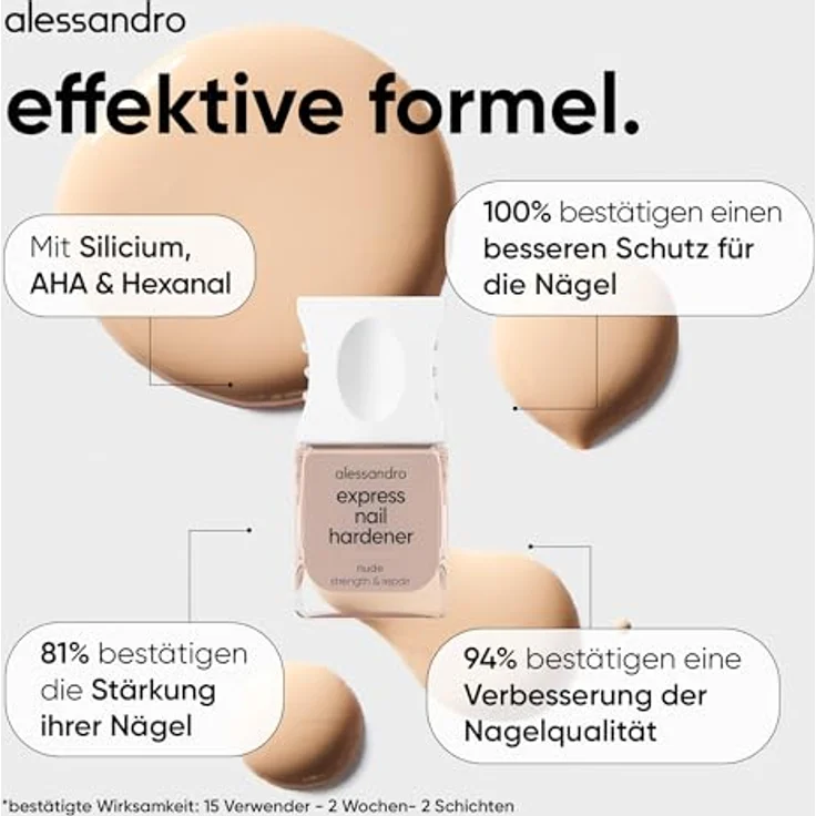 Alessandro Express Nail Hardener, Nagelhärter für Damen mit Eisen- und Calciumkomplex, 10 ml - auch in "Golden Shine" und "Nude" erhältlich – Bild 4