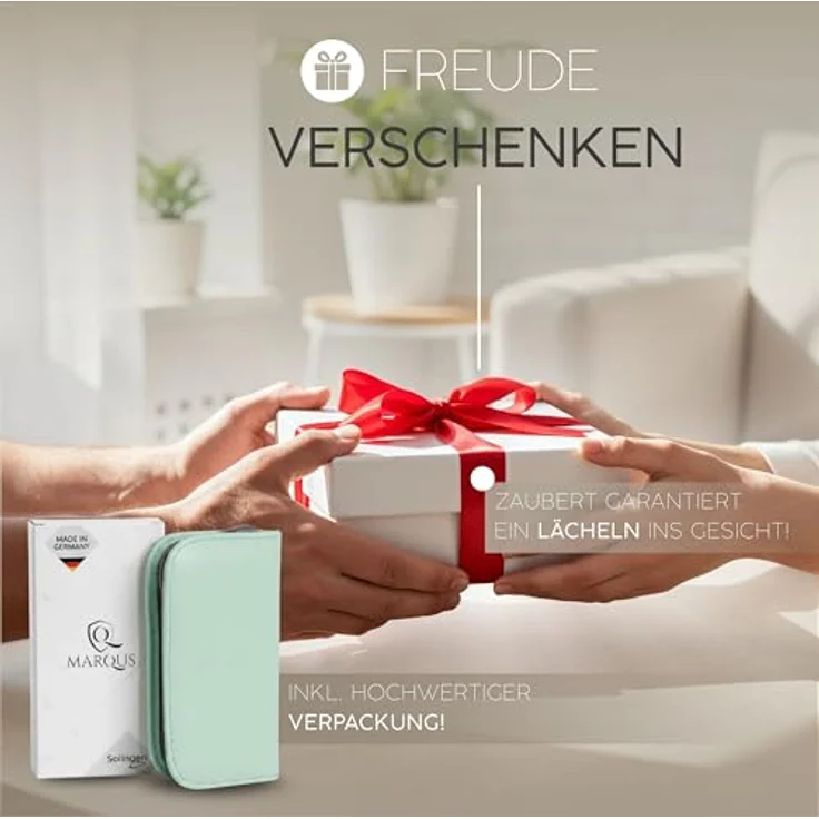 marQus Maniküre Set Solingen, 6-teiliges Nagelset aus glanzvernickeltem Stahl im Kunst-Leder Etui, ideal für Herren und Damen – Bild 4