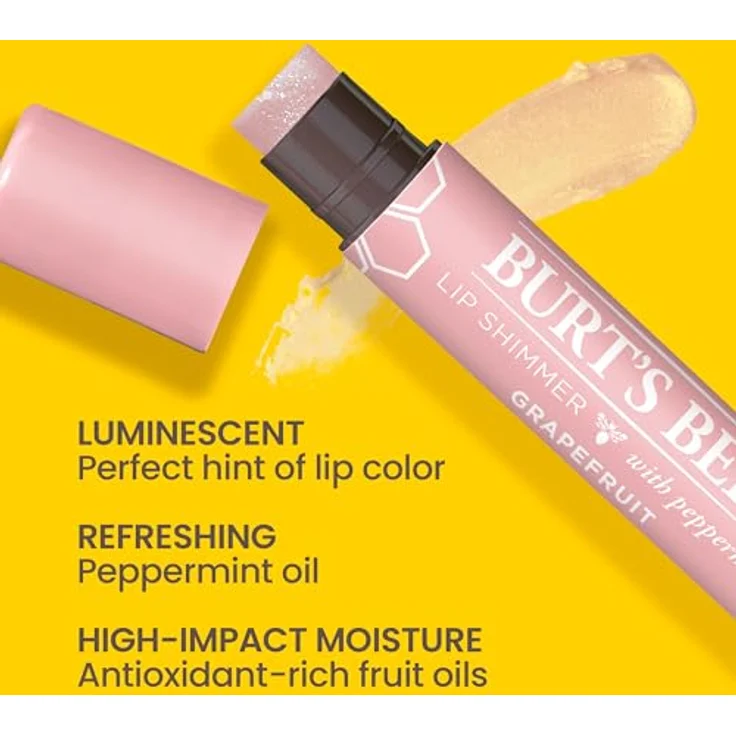 Burt's Bees Grapefruit Gloss Lip Shimmer, 2,6 g (1er Pack) - Natürlicher Lippenstift mit fruchtigem Glanz – Bild 2